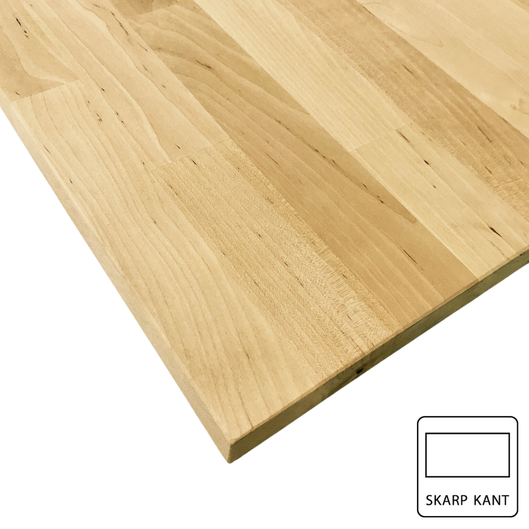 Træ bordplade i birk set forfra