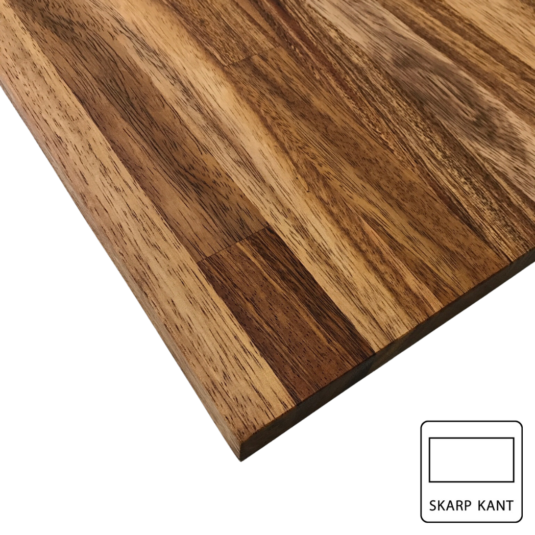 Træ bordplade i brun mahogni set forfra